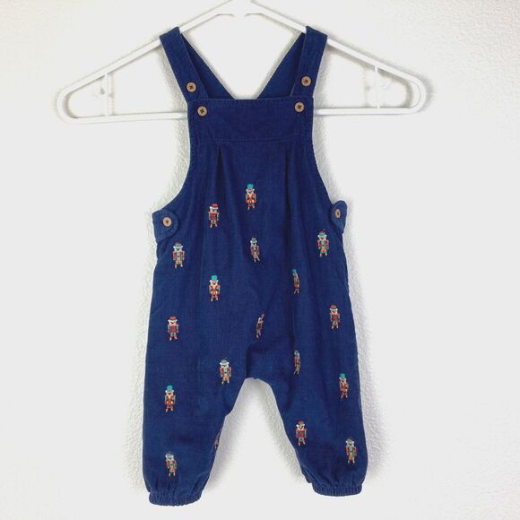 Next Baby Blue Corduroy Snap Overalls Dungarees Size 3-6 Mo Toy Soldier Bears - Picture 1 of 7